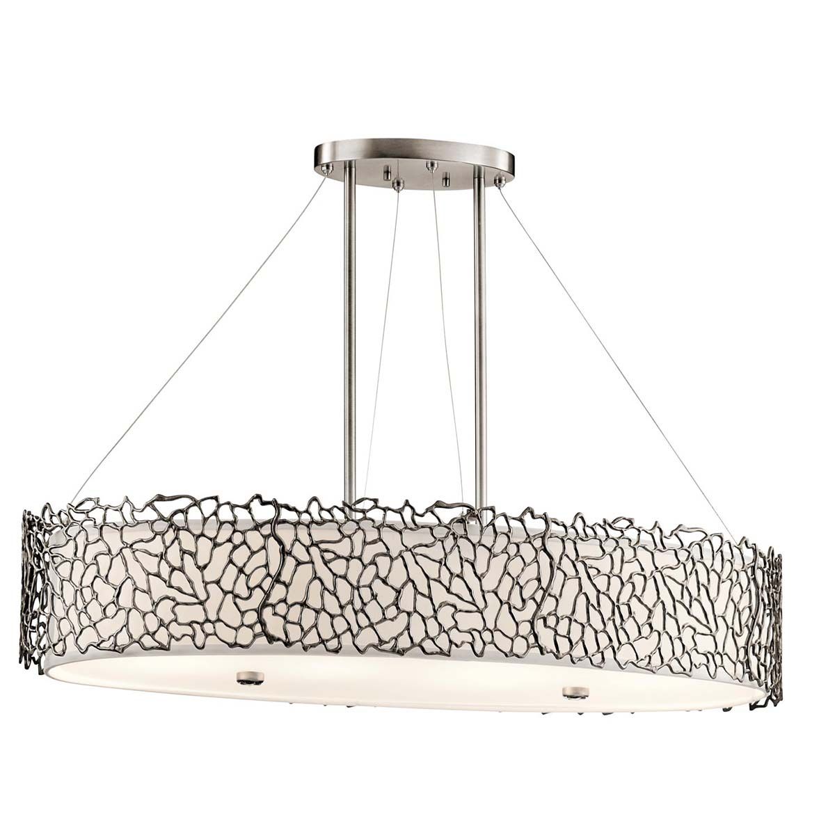 Ovale Inselleuchte Silver Coral mit 4 Lichtern, klassisches Zinn - Elsteadlighting - KL - SILVER - CORAL - ISLE