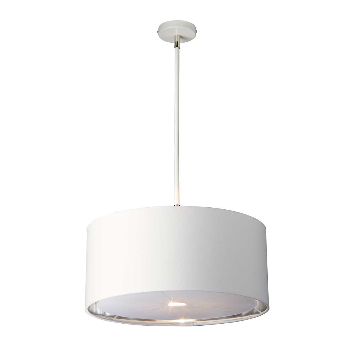 Pendelleuchte Balance 1-flammig - Weiß/Poliertes Nickel mit weißem Schirm - Elsteadlighting - leuchtengrosshandel24