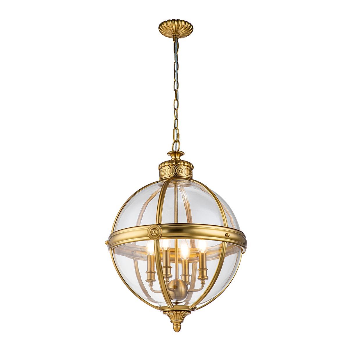 Pendelleuchter Adams mit 4 Lichtern, brüniertes Messing - Elsteadlighting - leuchtengrosshandel24