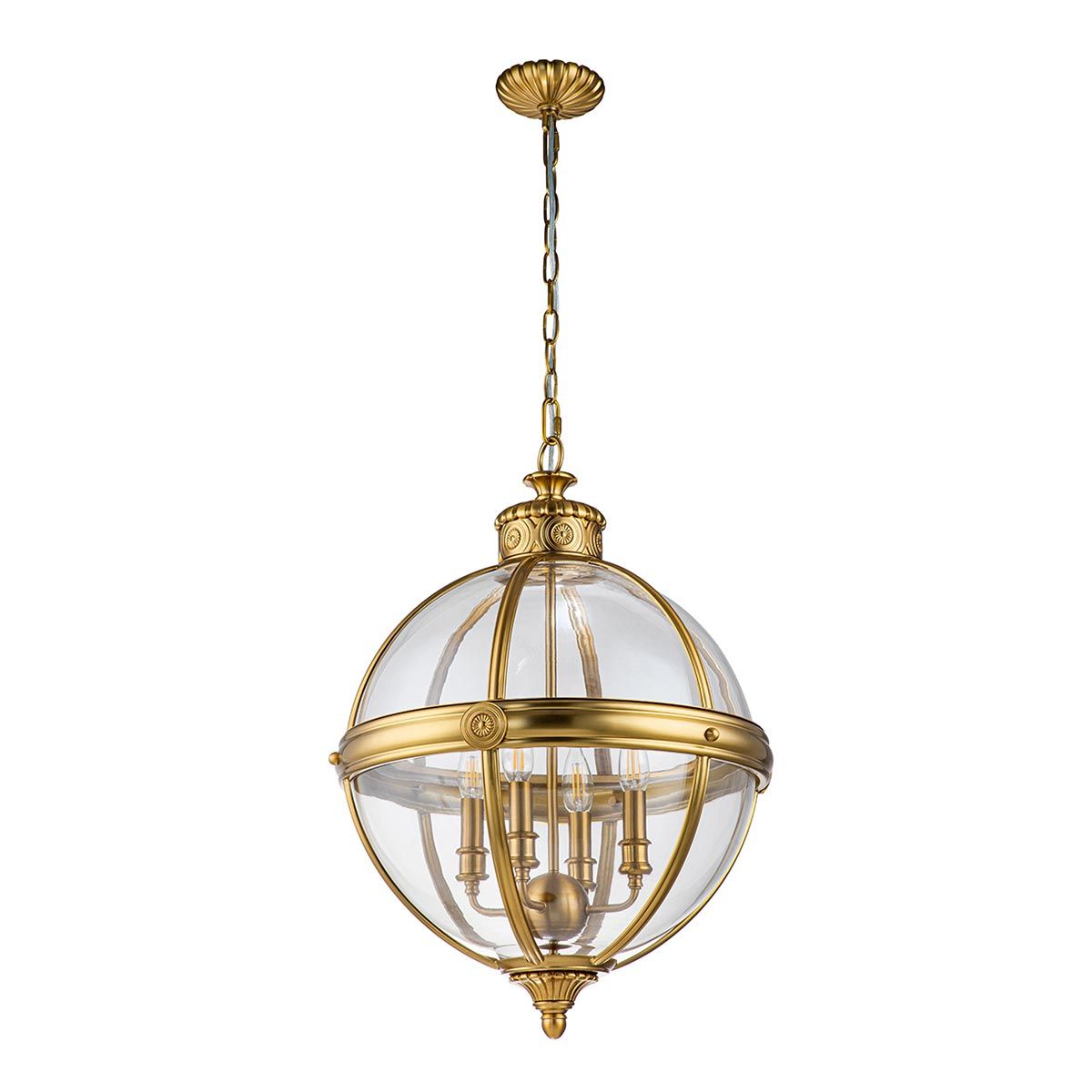 Pendelleuchter Adams mit 4 Lichtern, brüniertes Messing - Elsteadlighting - leuchtengrosshandel24