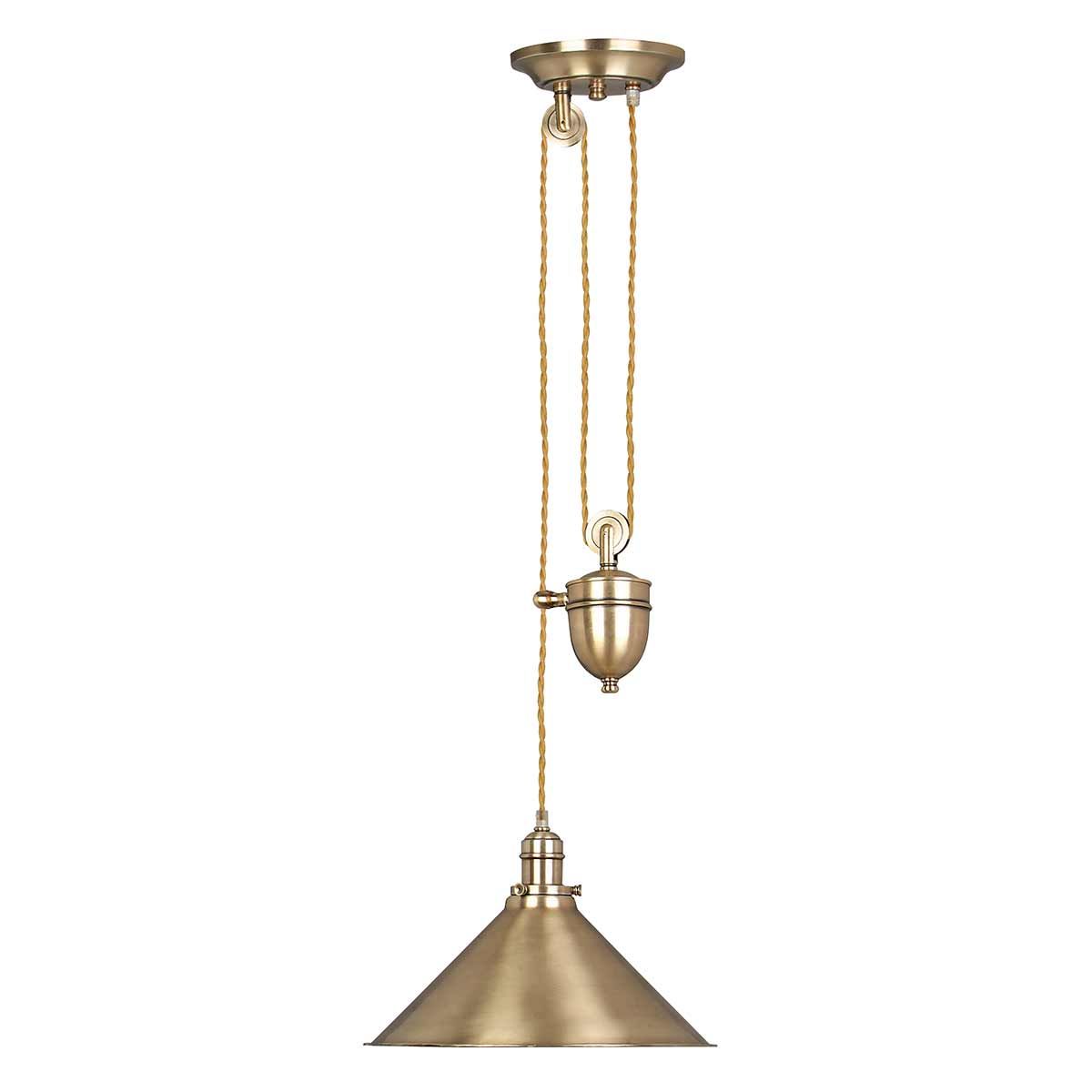 Provence 1 - flammige Pendelleuchte „Rise and Fall“ – gealtertes Messing - Elsteadlighting - PV - P - AGB