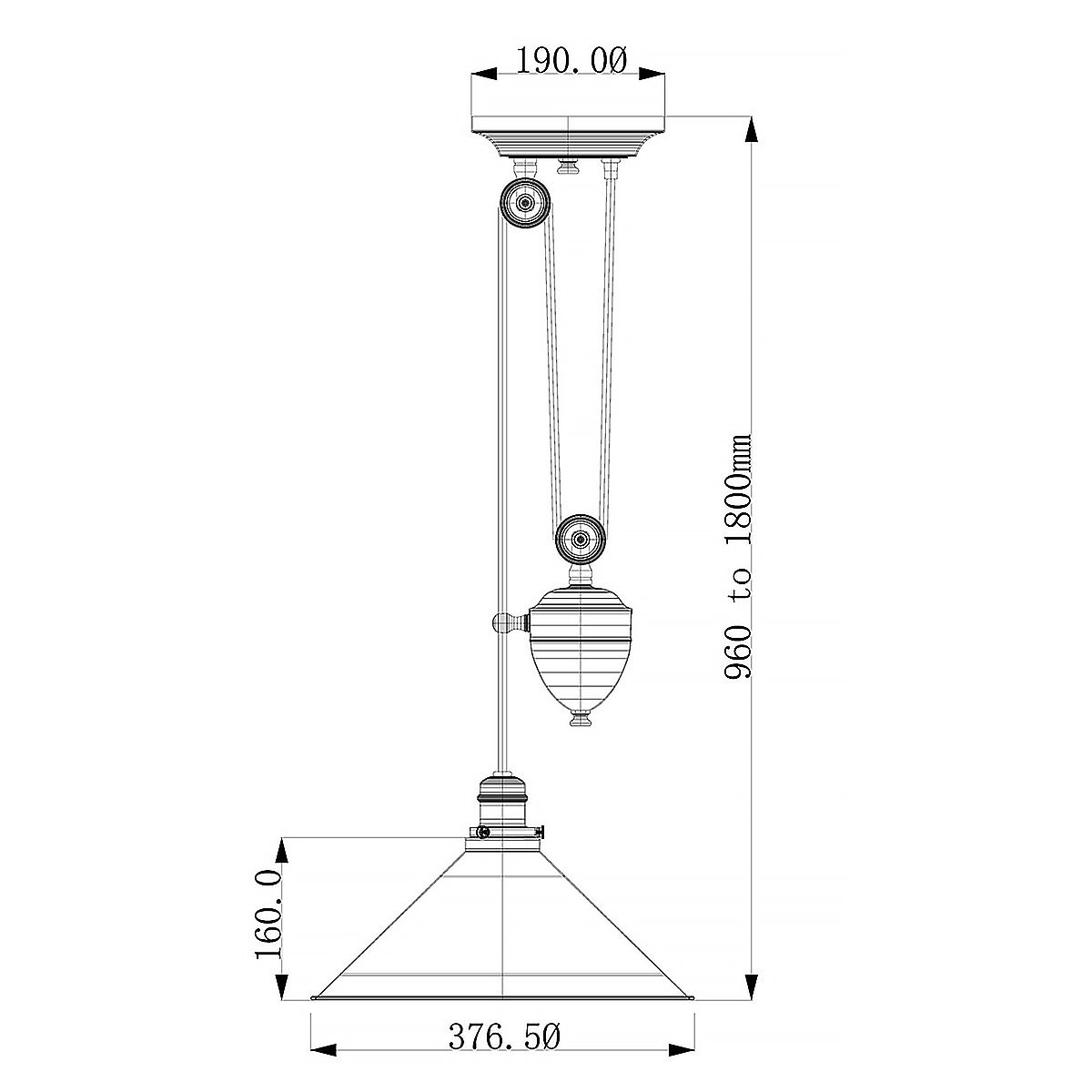 Provence 1 - flammige Pendelleuchte „Rise and Fall“ – gealtertes Messing - Elsteadlighting - PV - P - AGB
