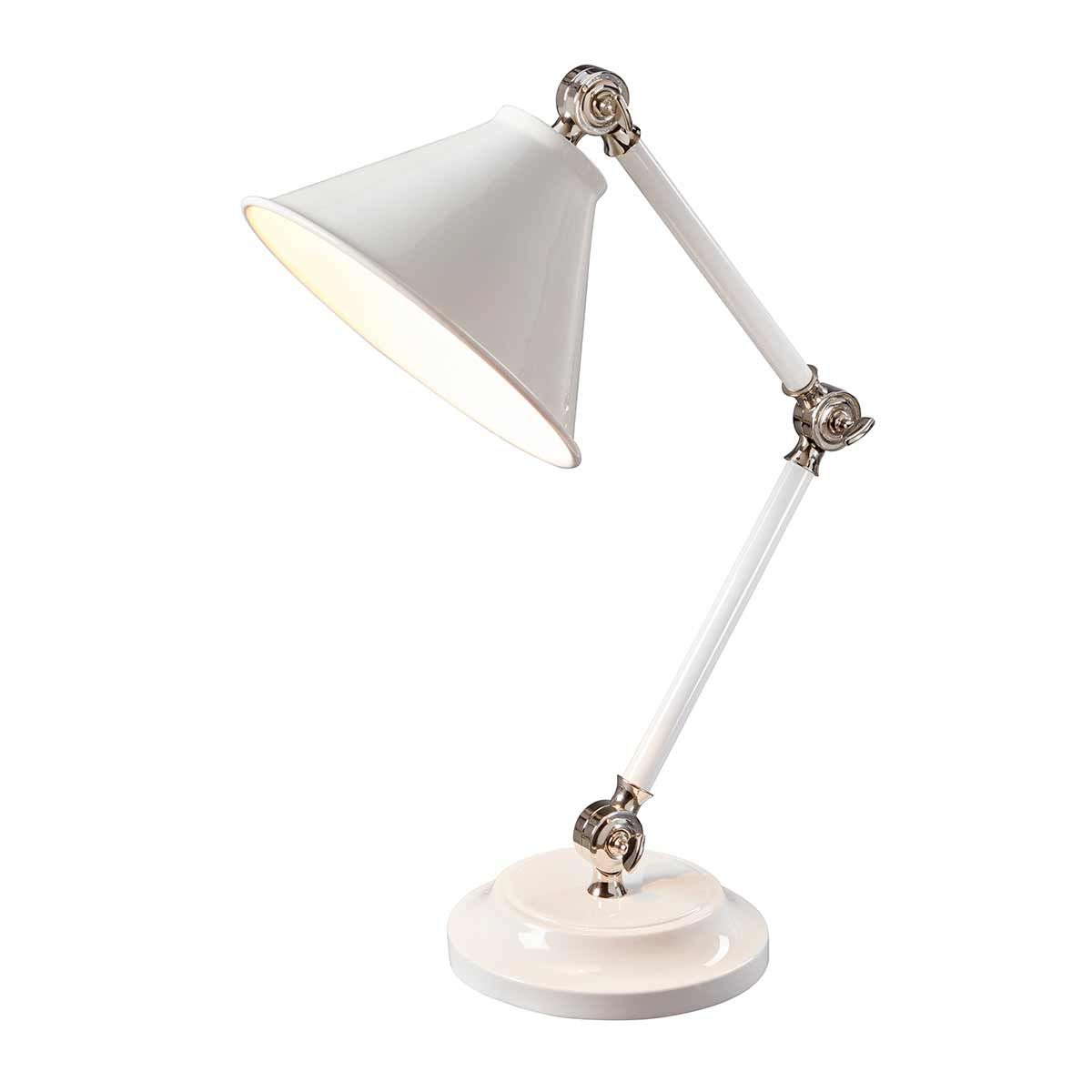 Provence Element Mini - Tischlampe mit 1 Licht, Weiß/Poliertes Nickel - Elsteadlighting - PV - ELEMENT - WPN