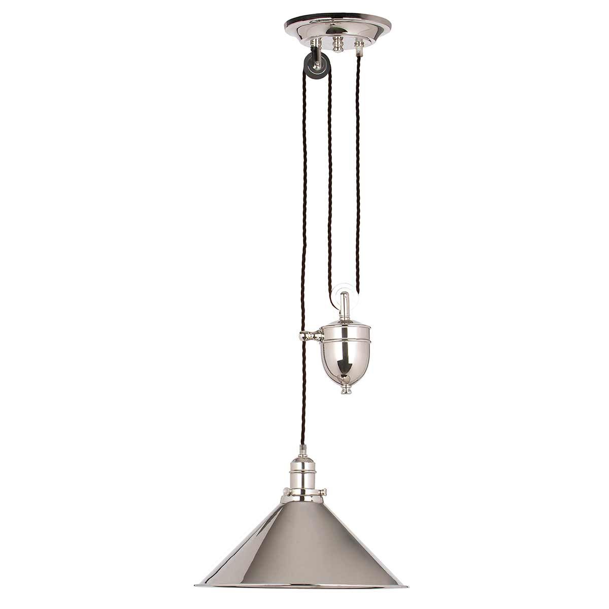 Provence Pendelleuchte mit 1 Licht, „Rise and Fall“, poliertes Nickel - Elsteadlighting - PV - P - PN