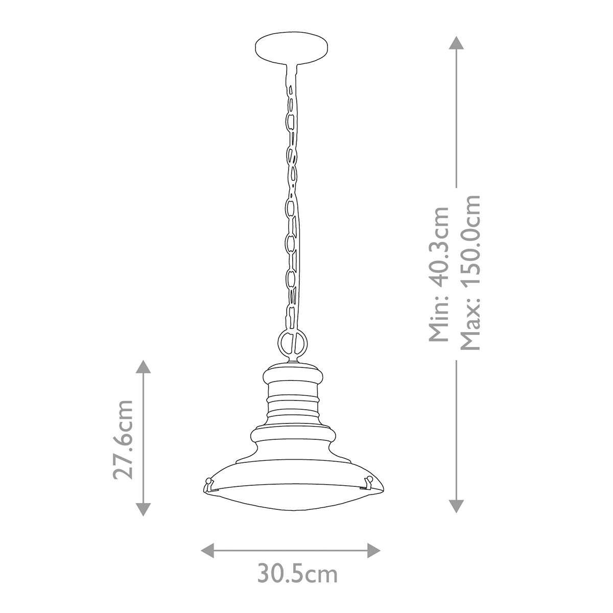 Redding Station 1 - flammige mittelgroße Kettenlaterne – Restaurierungsbronze - Elsteadlighting - FE - REDDING8 - M - RB
