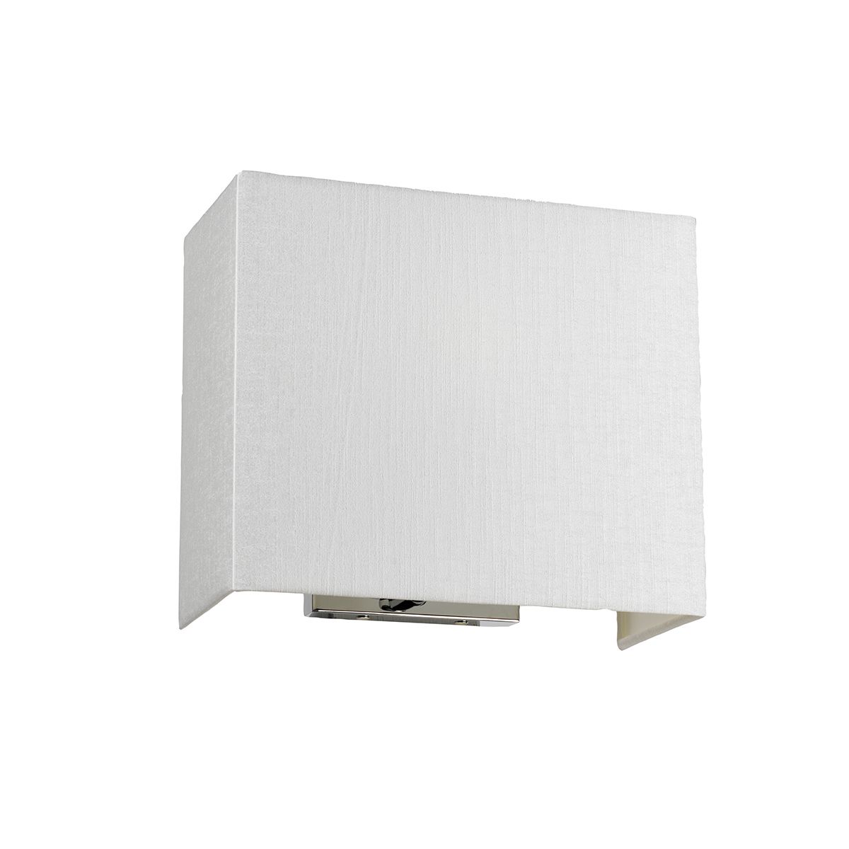 Riley mittelgroße, rechteckige Wandleuchte mit polierter Chrom - Rückplatte und elfenbeinfarbenem Lampenschirm - Elsteadlighting - DL - RILEY - M - IV - PC