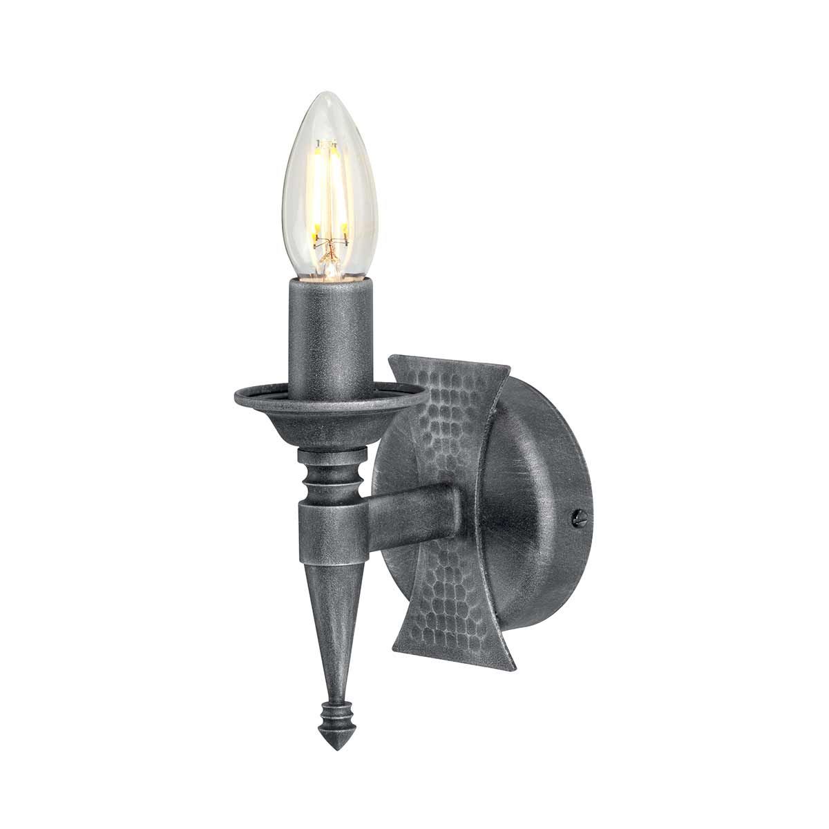 Saxon 1 - flammige Wandleuchte - Schwarz/Silber Patina - Elsteadlighting - SAX1 - BLK - SIL