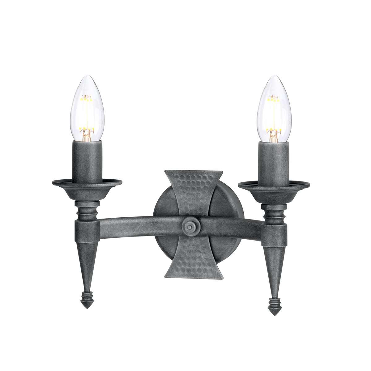 Saxon 2 - flammige Wandleuchte - Schwarz/Silber Patina - Elsteadlighting - SAX2 - BLK - SIL