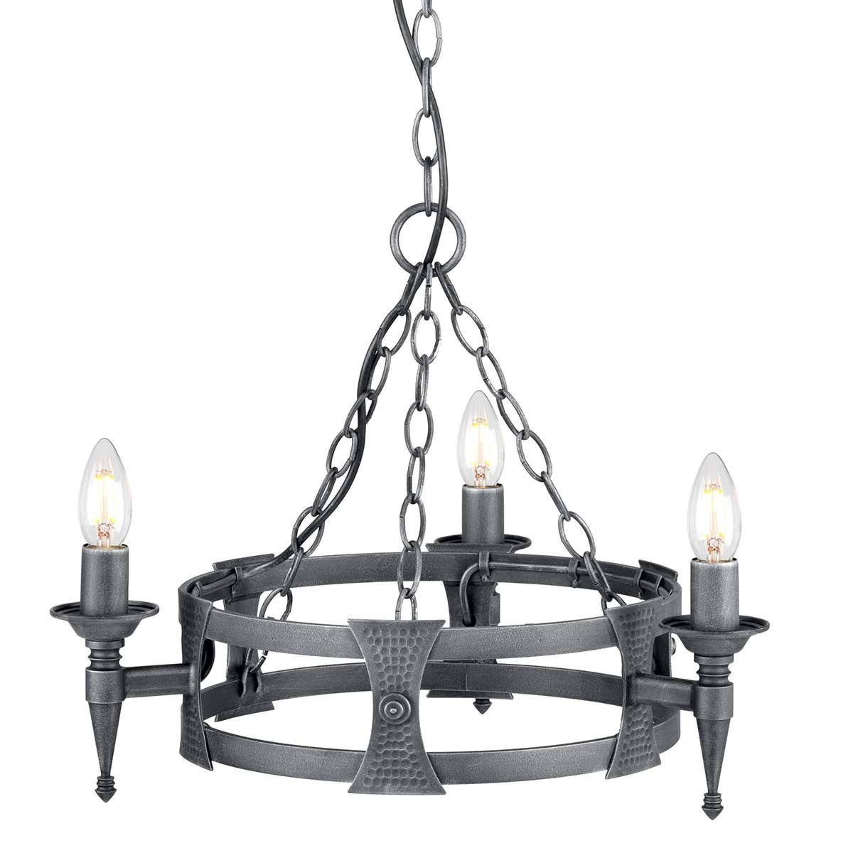 Saxon Kronleuchter mit 3 Lichtern, Schwarz/Silberpatina - Elsteadlighting - SAX3 - BLK - SIL
