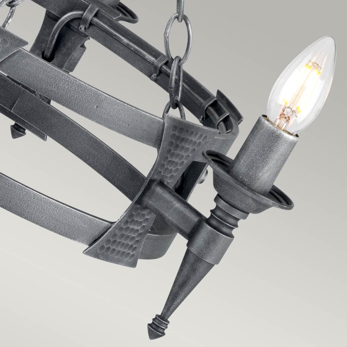 Saxon Kronleuchter mit 3 Lichtern, Schwarz/Silberpatina - Elsteadlighting - SAX3 - BLK - SIL