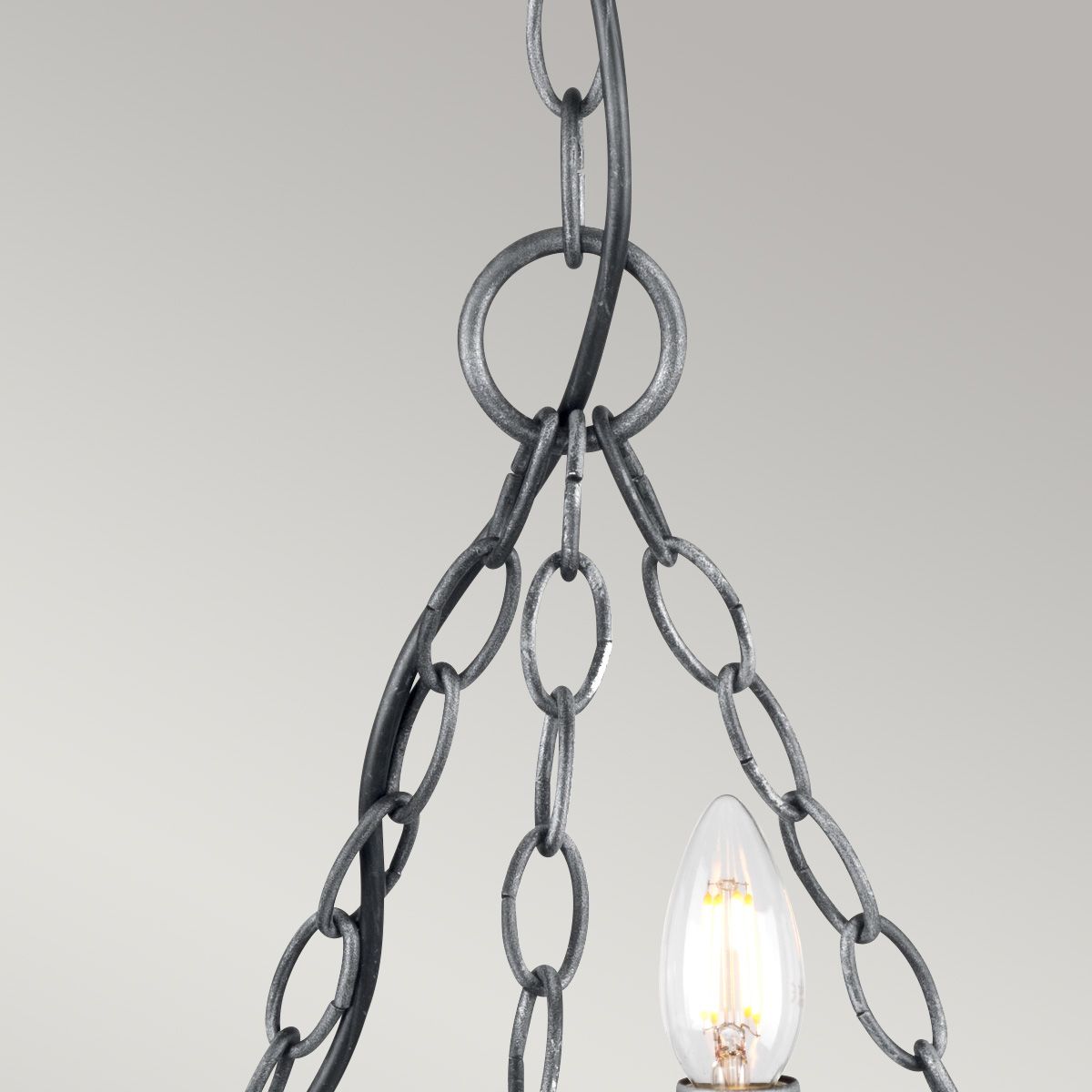 Saxon Kronleuchter mit 3 Lichtern, Schwarz/Silberpatina - Elsteadlighting - SAX3 - BLK - SIL