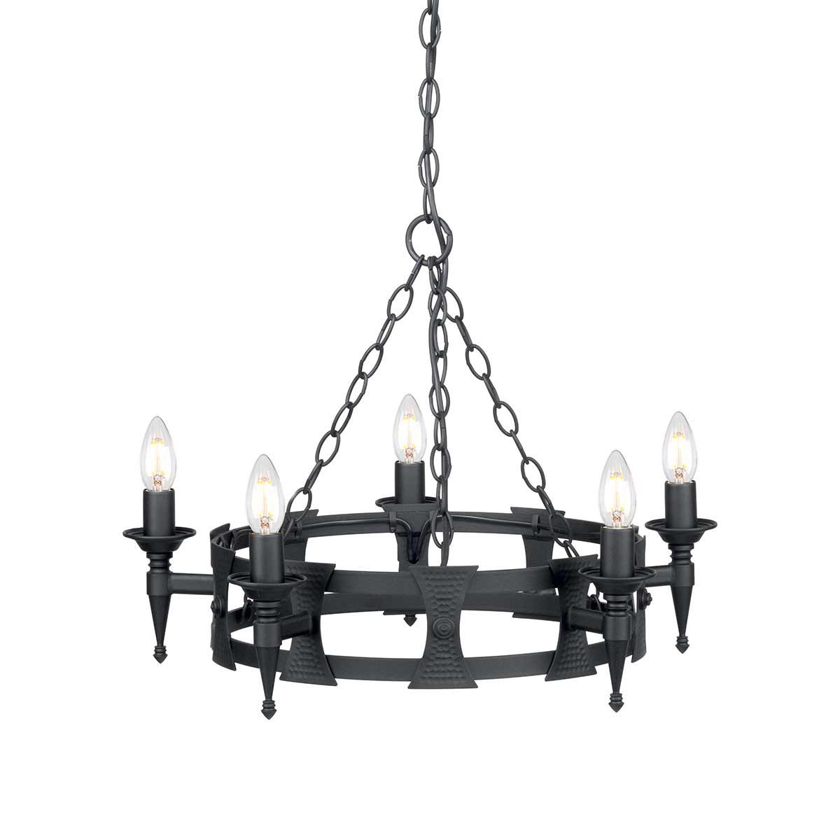 Saxon Kronleuchter mit 5 Lichtern, Schwarz - Elsteadlighting - SAX5 - BLK