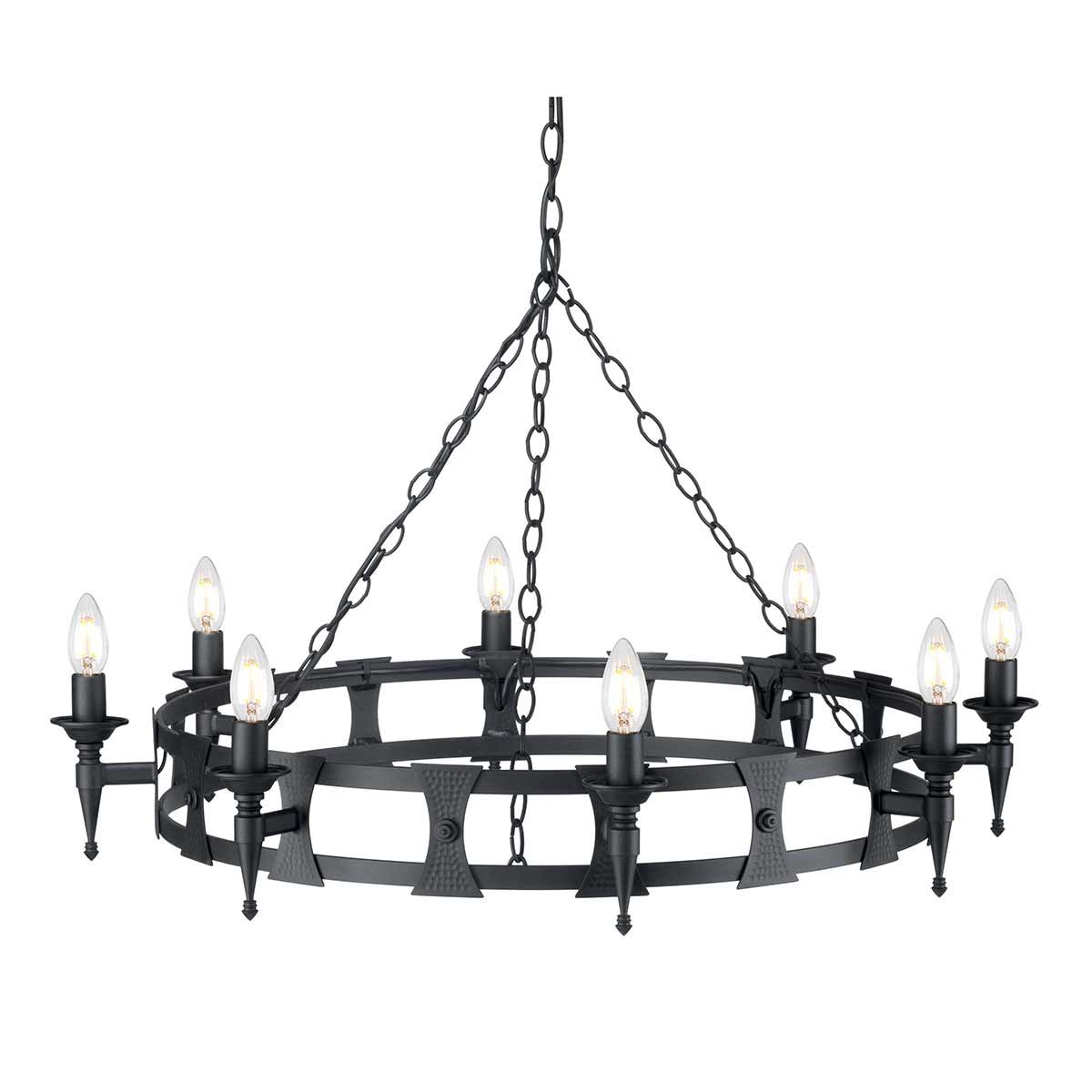 Saxon Kronleuchter mit 8 Lichtern, Schwarz - Elsteadlighting - SAX8 - BLK