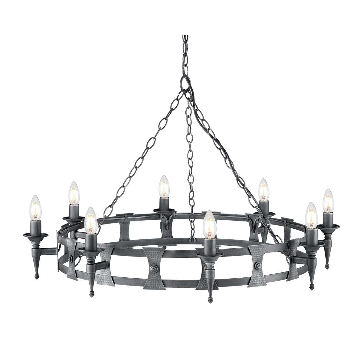 Saxon Kronleuchter mit 8 Lichtern, Schwarz/Silberpatina - Elsteadlighting - SAX8 - BLK - SIL