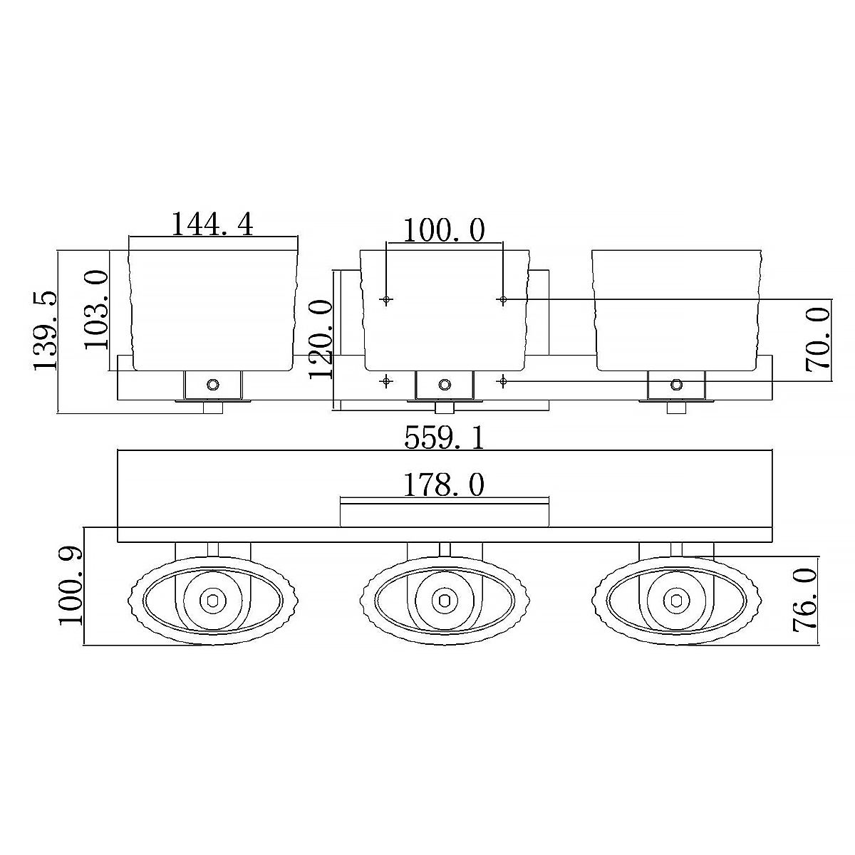 Seaview 3 - flammige Überspiegelleuchte, poliertes Chrom - Elsteadlighting - QZ - SEAVIEW3 - BATH