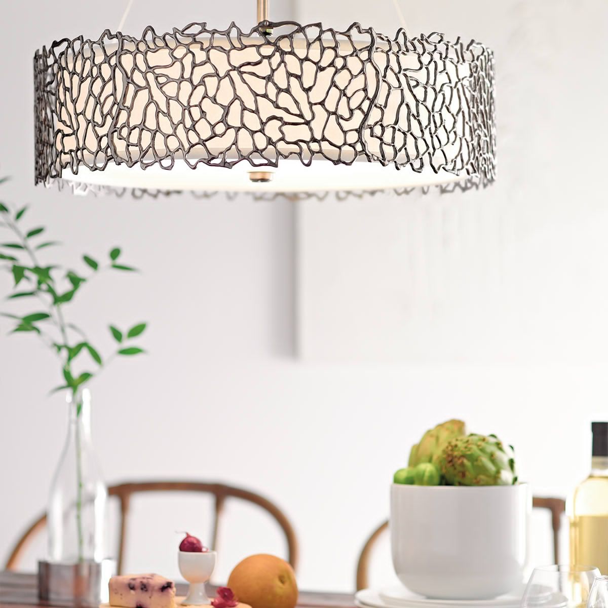 Silberkoralle 4 - flammige Pendelleuchte - Klassisches Zinn - Elsteadlighting - KL - SILVER - CORAL - P - B
