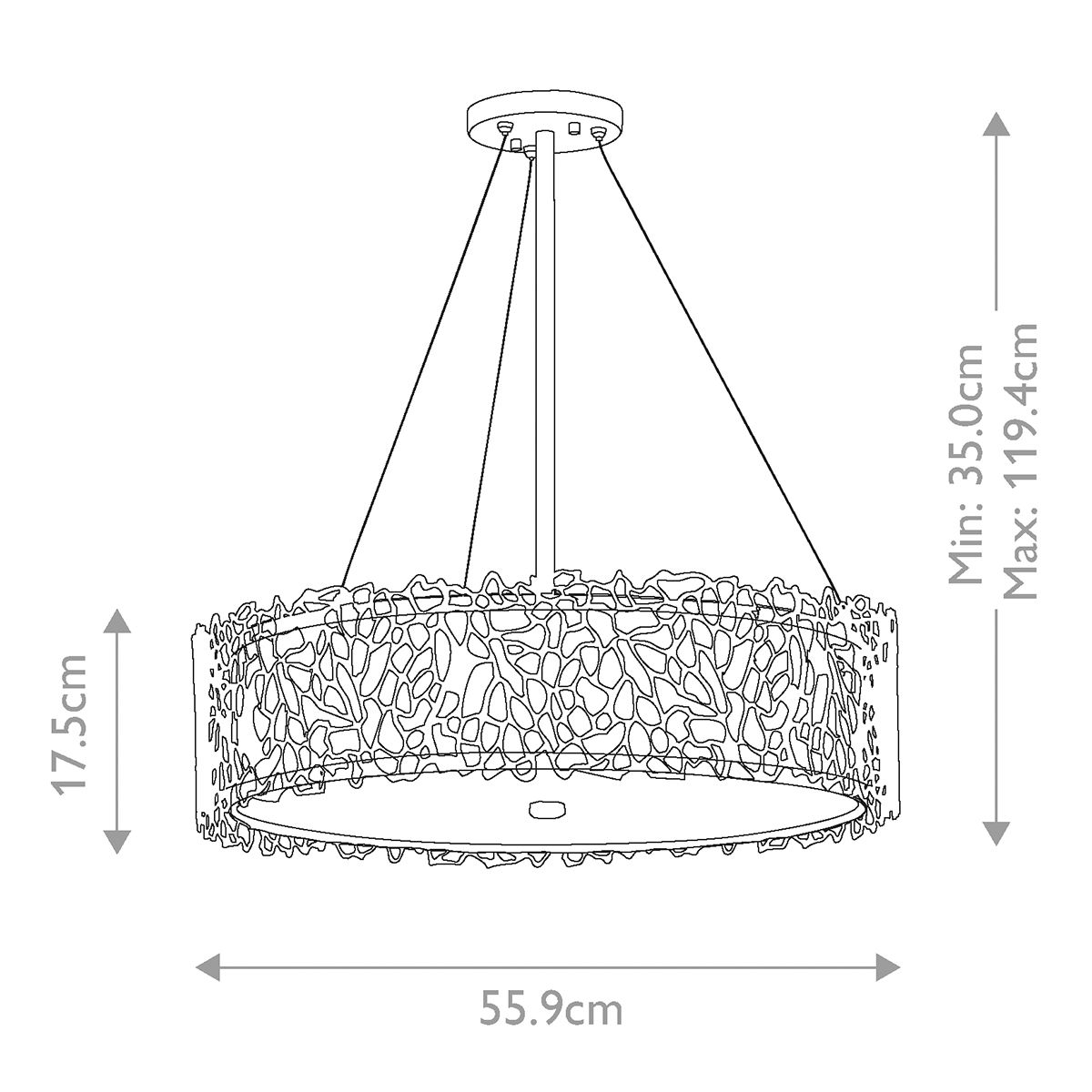 Silberkoralle 4 - flammige Pendelleuchte - Klassisches Zinn - Elsteadlighting - KL - SILVER - CORAL - P - B