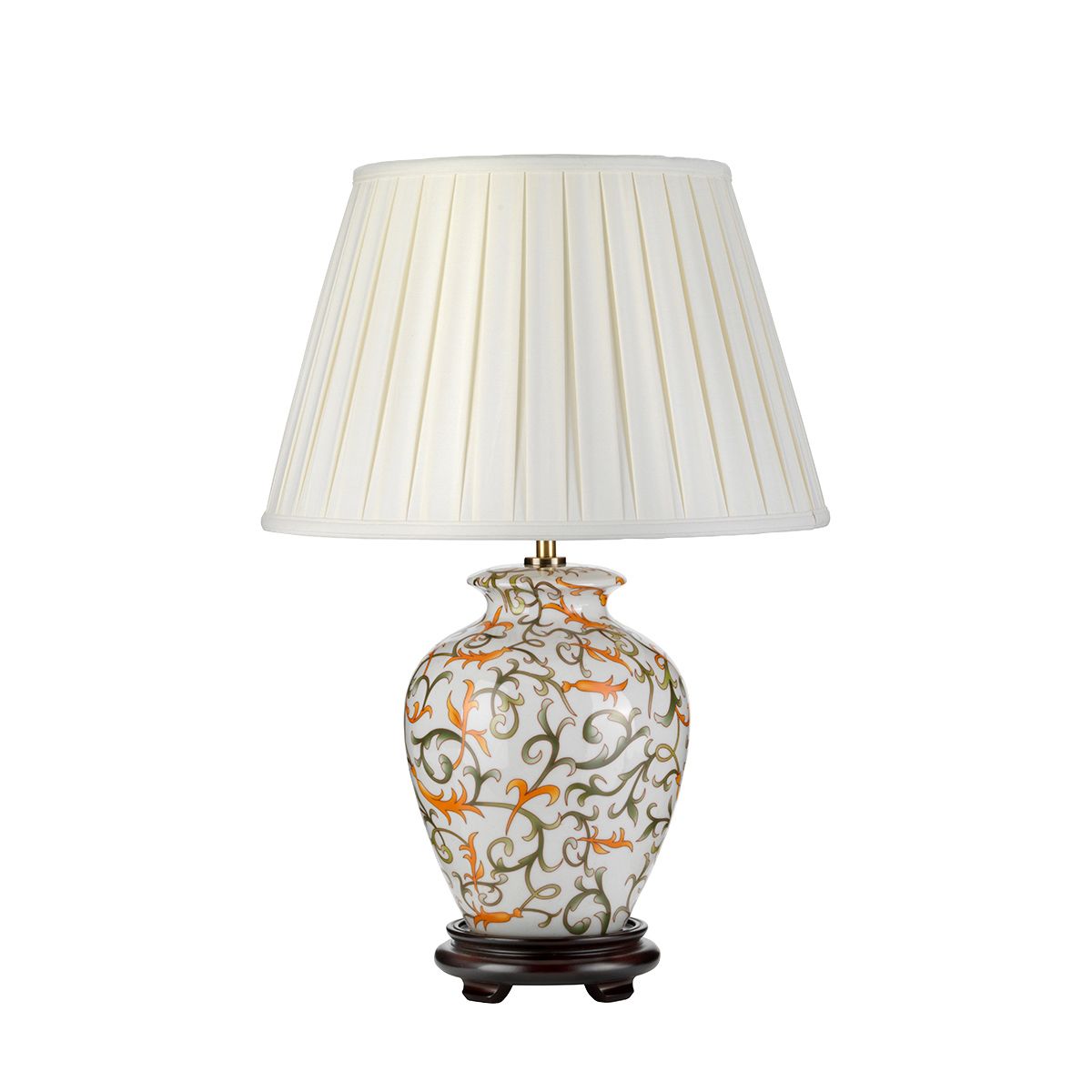 Soling 1 - flammige Tischlampe, Creme mit Orange und Grün, mit elfenbeinfarbenem Schirm - Elsteadlighting - DL - SOLING - TL