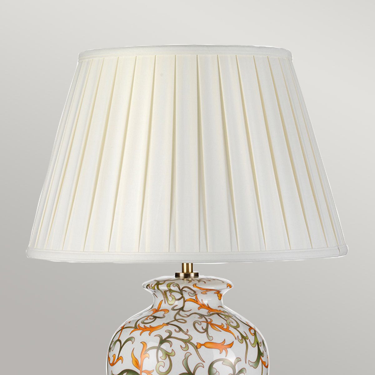 Soling 1 - flammige Tischlampe, Creme mit Orange und Grün, mit elfenbeinfarbenem Schirm - Elsteadlighting - DL - SOLING - TL