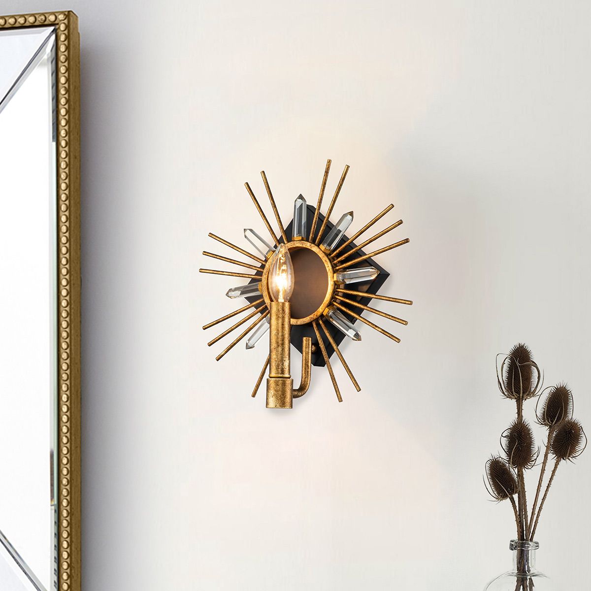 Sun King 1-flammige Wandleuchte - Blattgold - Elsteadlighting - leuchtengrosshandel24