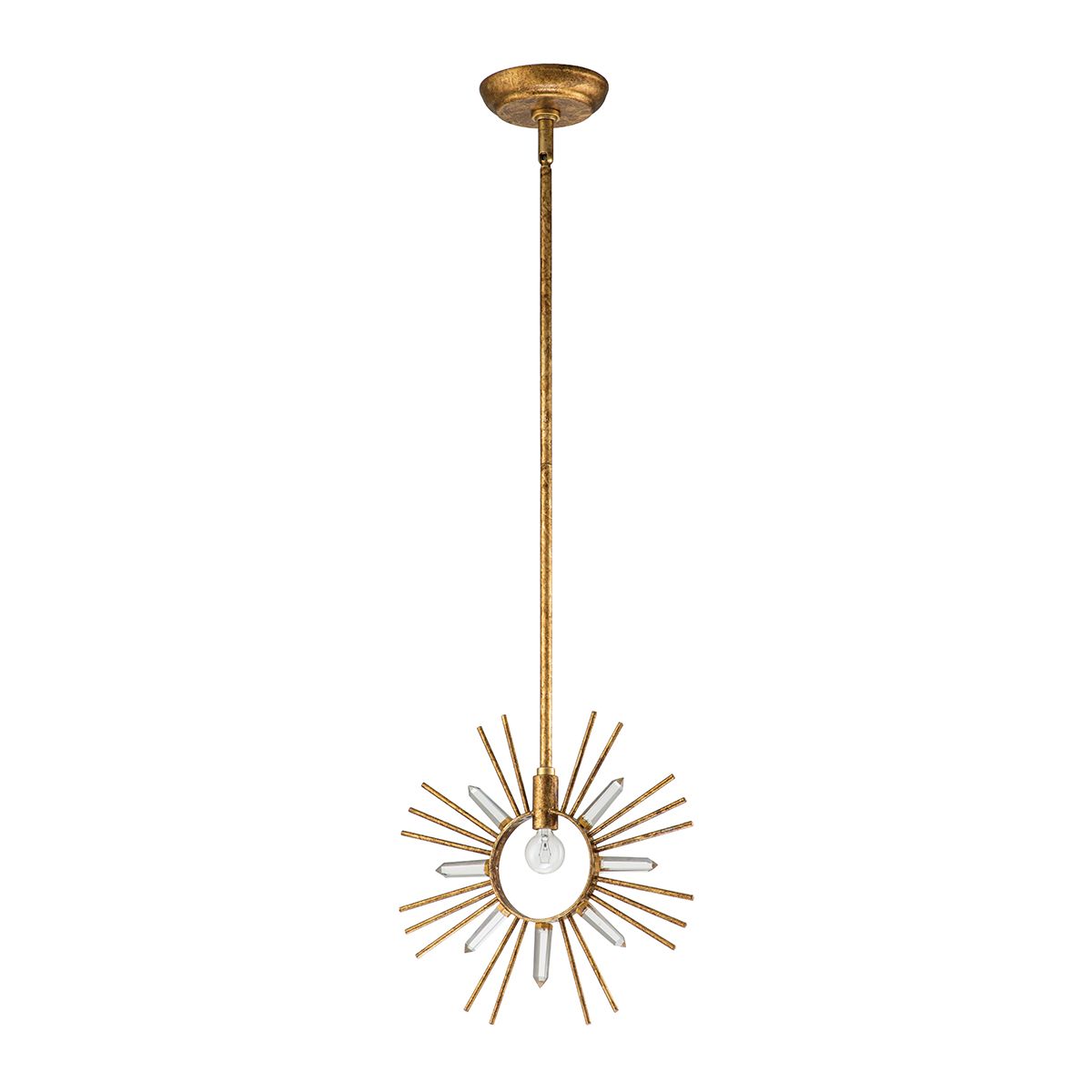 Sun King Pendelleuchte mit 1 Licht, Blattgold - Elsteadlighting - leuchtengrosshandel24