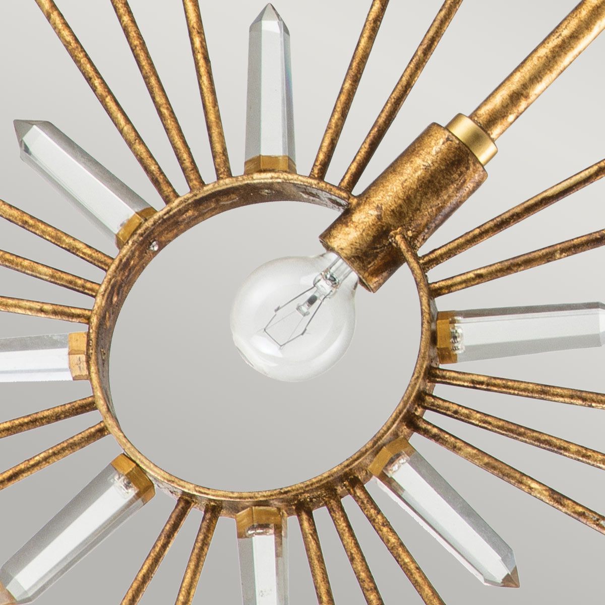 Sun King Pendelleuchte mit 1 Licht, Blattgold - Elsteadlighting - leuchtengrosshandel24