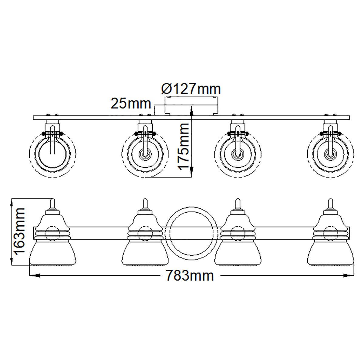 Talland 4-flammige Wandleuchte - Poliertes Chrom - Elsteadlighting - leuchtengrosshandel24