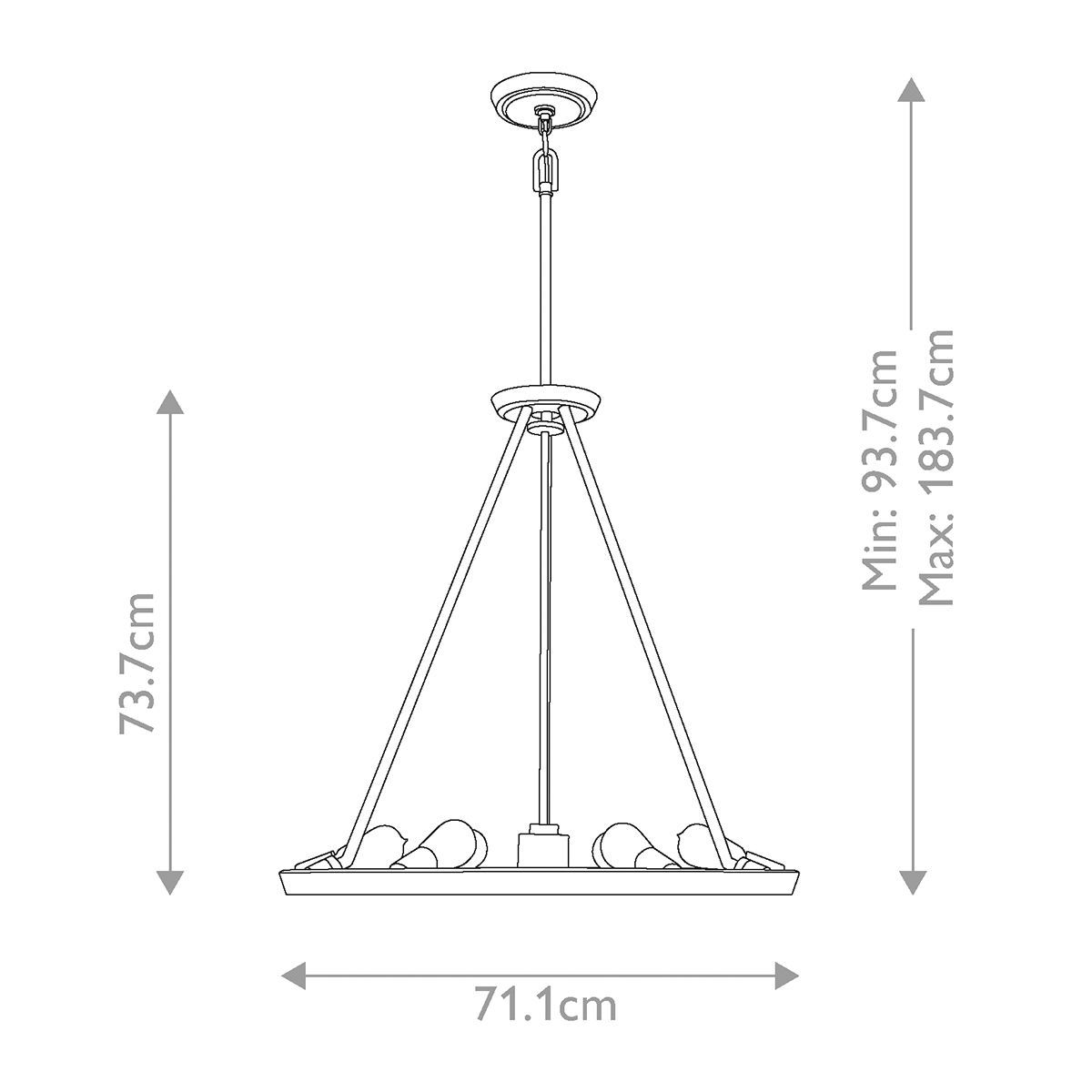 Theater Row Kronleuchter mit 6 Lichtern - Imperiales Silber - Elsteadlighting - leuchtengrosshandel24