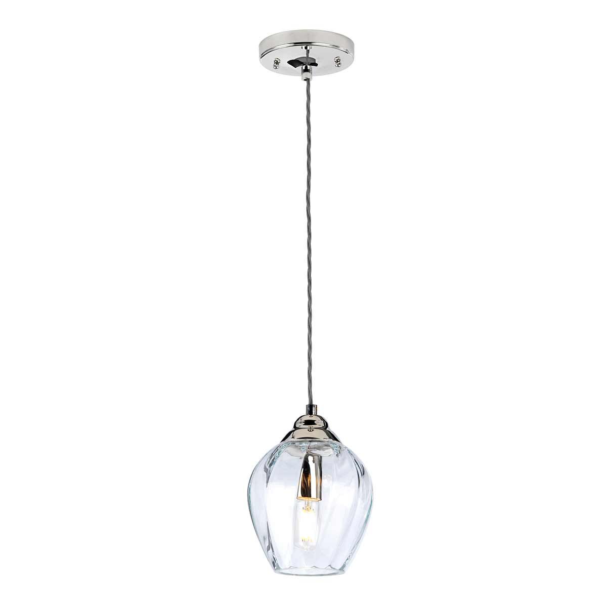 Tiber 1-flammige Pendelleuchte - Poliertes Nickel/Klarglas - Elsteadlighting - leuchtengrosshandel24