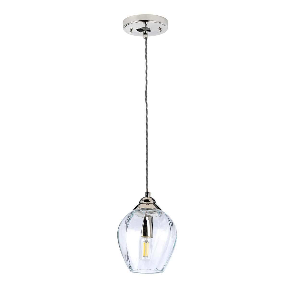 Tiber 1-flammige Pendelleuchte - Poliertes Nickel/Klarglas - Elsteadlighting - leuchtengrosshandel24