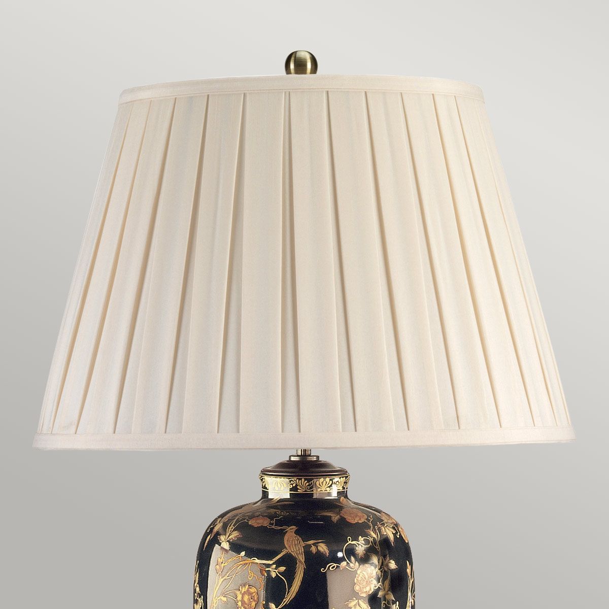 Tischlampe „Black Birds“ mit 1 Licht, Schwarz und Gold mit cremefarbenem Schirm - Elsteadlighting - leuchtengrosshandel24