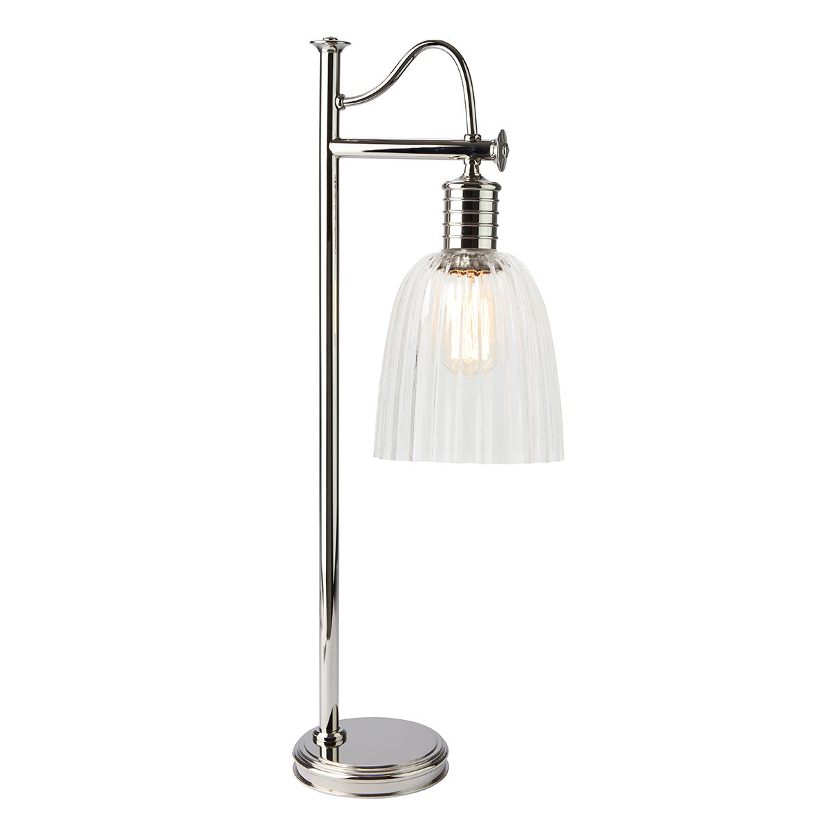 Tischlampe „Douille“ mit 1 Licht, poliertes Nickel, klarer Schirm - Elsteadlighting - leuchtengrosshandel24