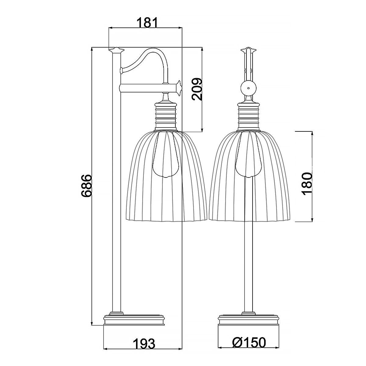 Tischlampe „Douille“ mit 1 Licht, poliertes Nickel, klarer Schirm - Elsteadlighting - leuchtengrosshandel24