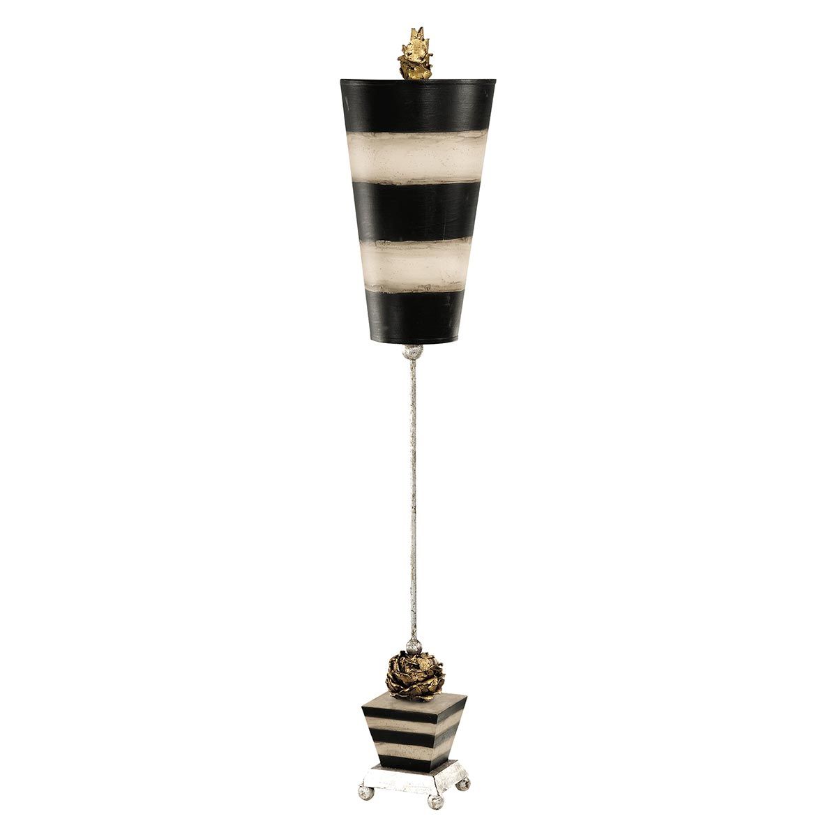 Tischlampe „Peony“ mit 1 Licht, Taupe und schwarze Streifen, Schirm in Schwarz und Taupe - Elsteadlighting - FB - PEONY - TL