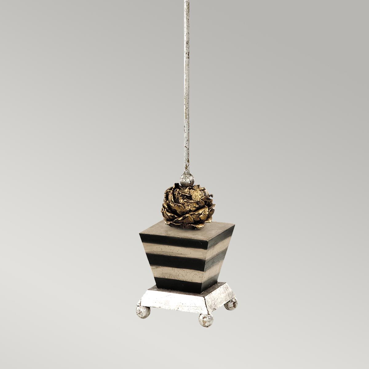 Tischlampe „Peony“ mit 1 Licht, Taupe und schwarze Streifen, Schirm in Schwarz und Taupe - Elsteadlighting - FB - PEONY - TL