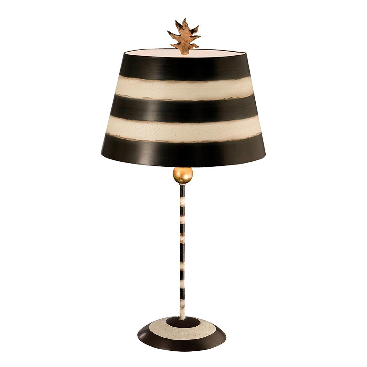Tischlampe South Beach mit 1 Licht, Schwarz, Kitt und Blattgold mit schwarz - cremefarbenem gestreiftem Schirm - Elsteadlighting - FB - SOUTHBEACH - TL