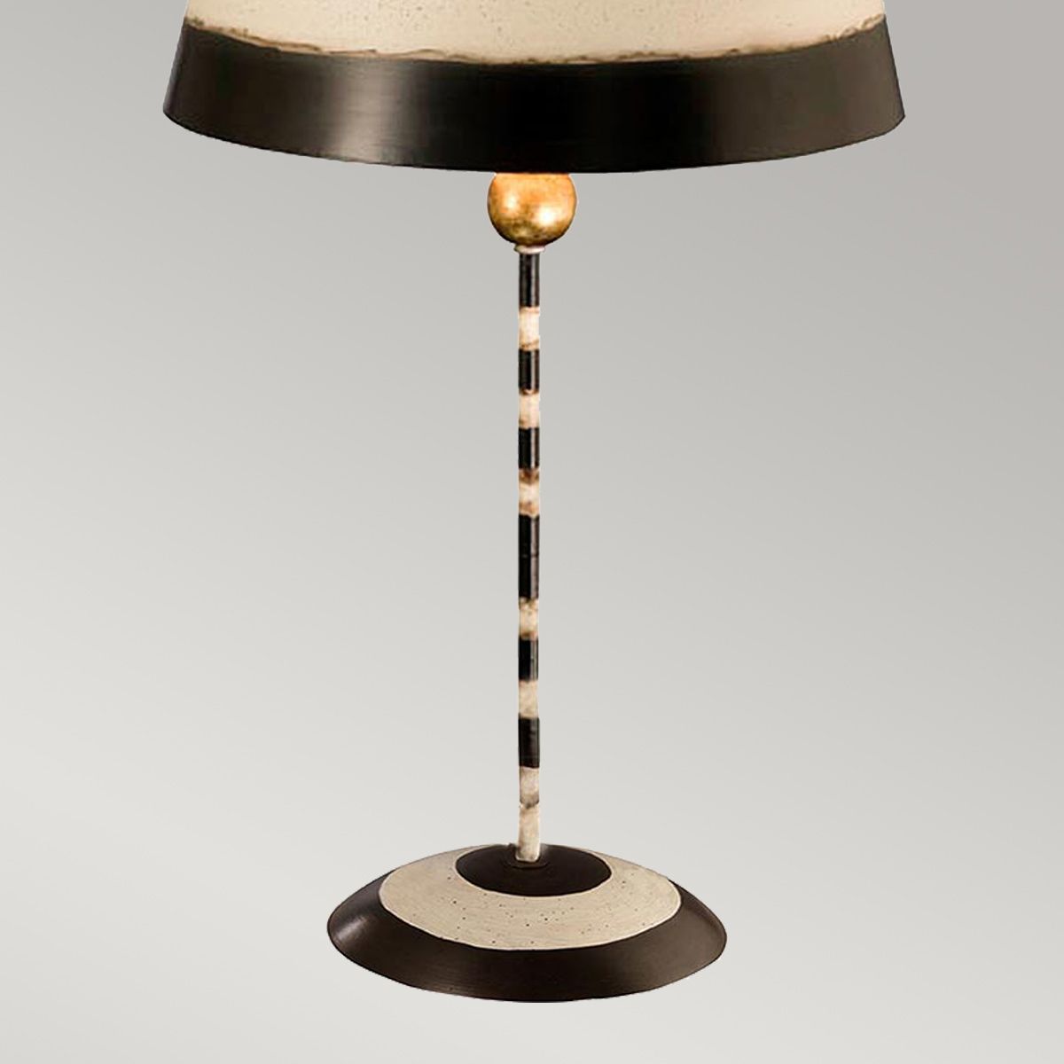 Tischlampe South Beach mit 1 Licht, Schwarz, Kitt und Blattgold mit schwarz - cremefarbenem gestreiftem Schirm - Elsteadlighting - FB - SOUTHBEACH - TL