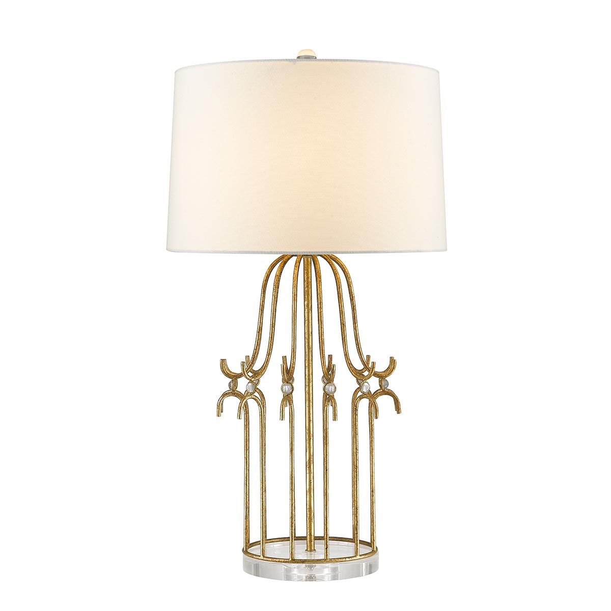 Tischlampe Stella mit 1 Flamme, Antik - Gold mit cremefarbenem Schirm - Elsteadlighting - GN - STELLA - TL - GD