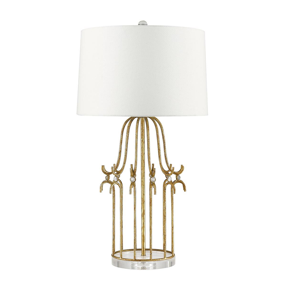 Tischlampe Stella mit 1 Flamme, Antik - Gold mit cremefarbenem Schirm - Elsteadlighting - GN - STELLA - TL - GD