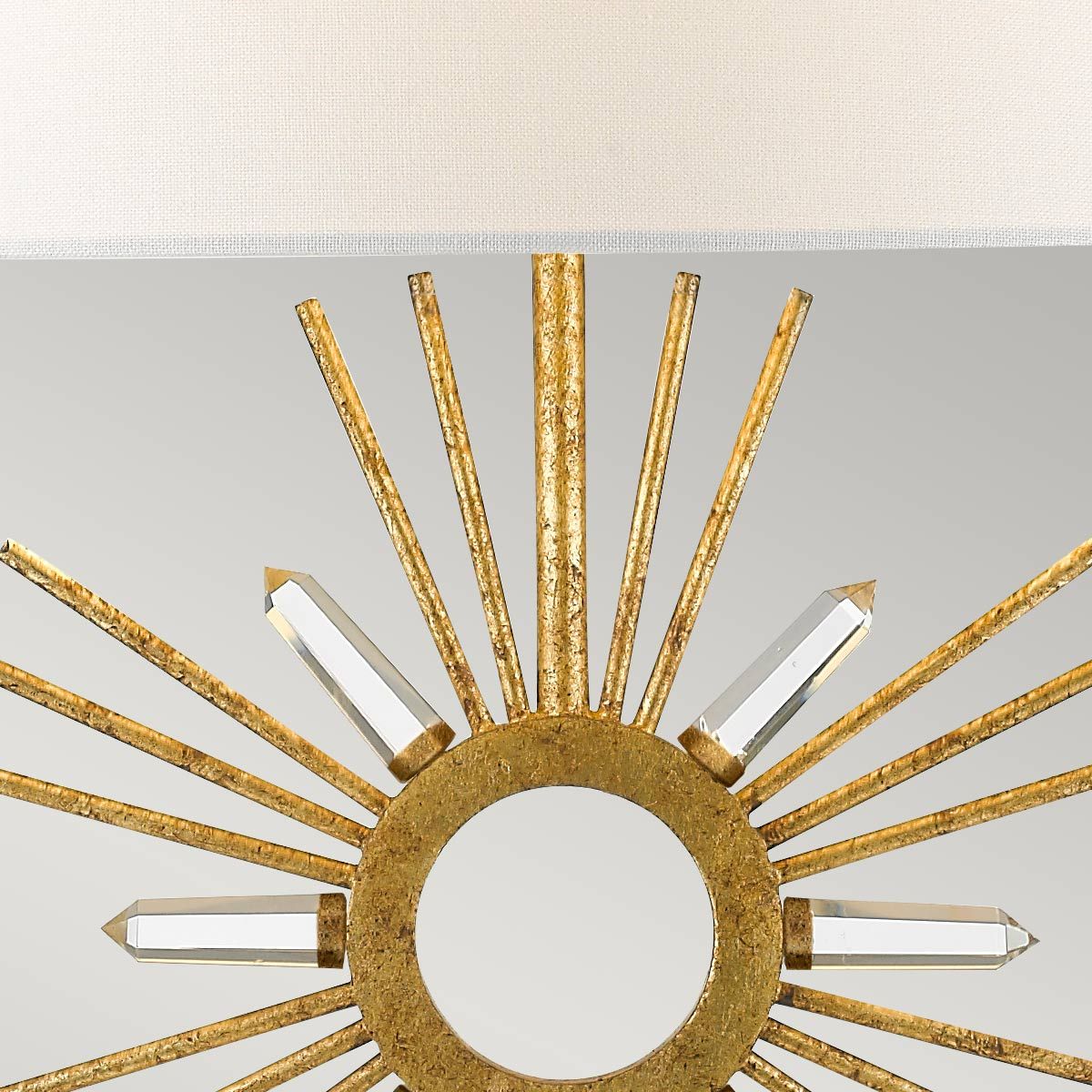 Tischlampe Sun King, 1-flammig, Antik-Gold, cremefarbener Schirm - Elsteadlighting - leuchtengrosshandel24