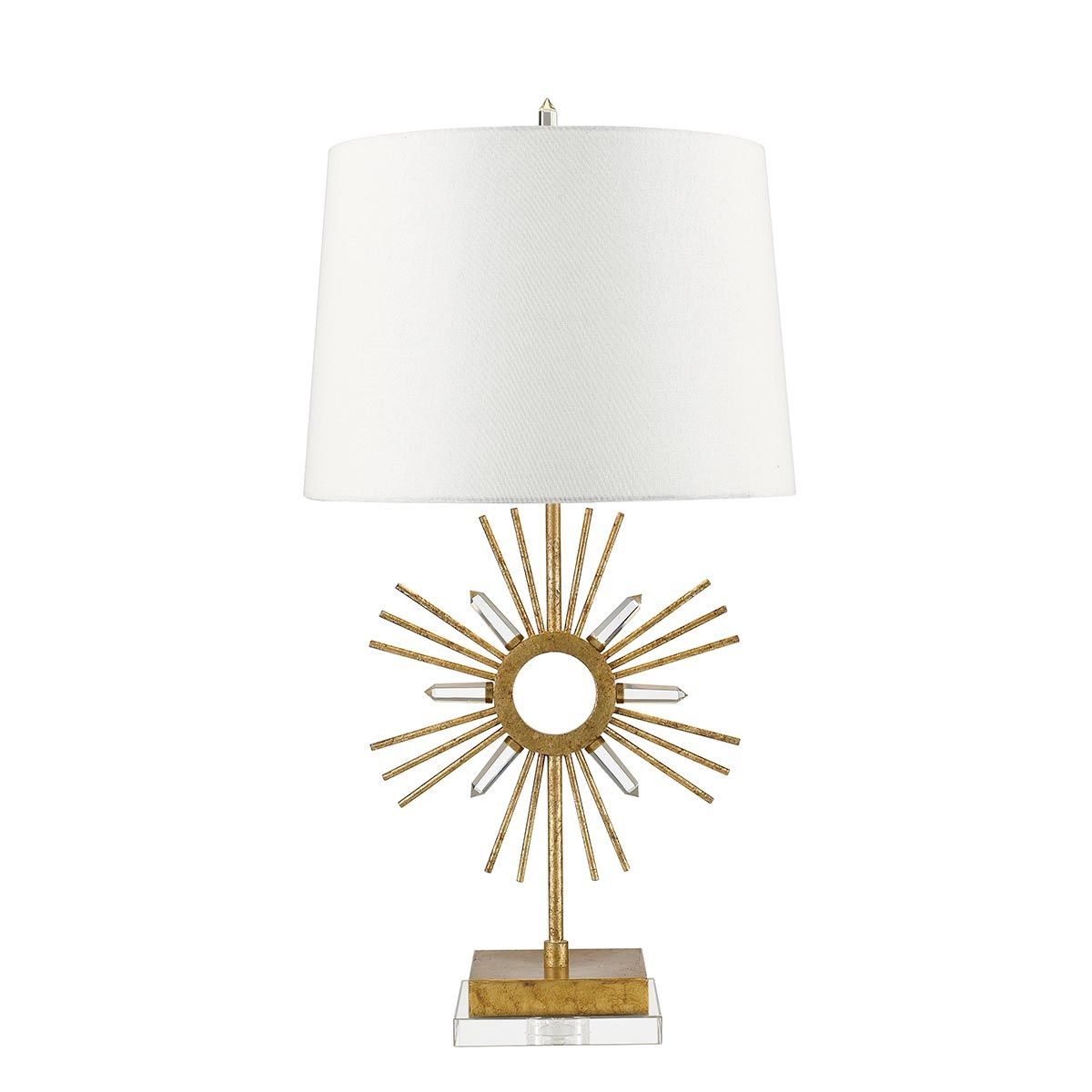 Tischlampe Sun King, 1-flammig, Antik-Gold, cremefarbener Schirm - Elsteadlighting - leuchtengrosshandel24