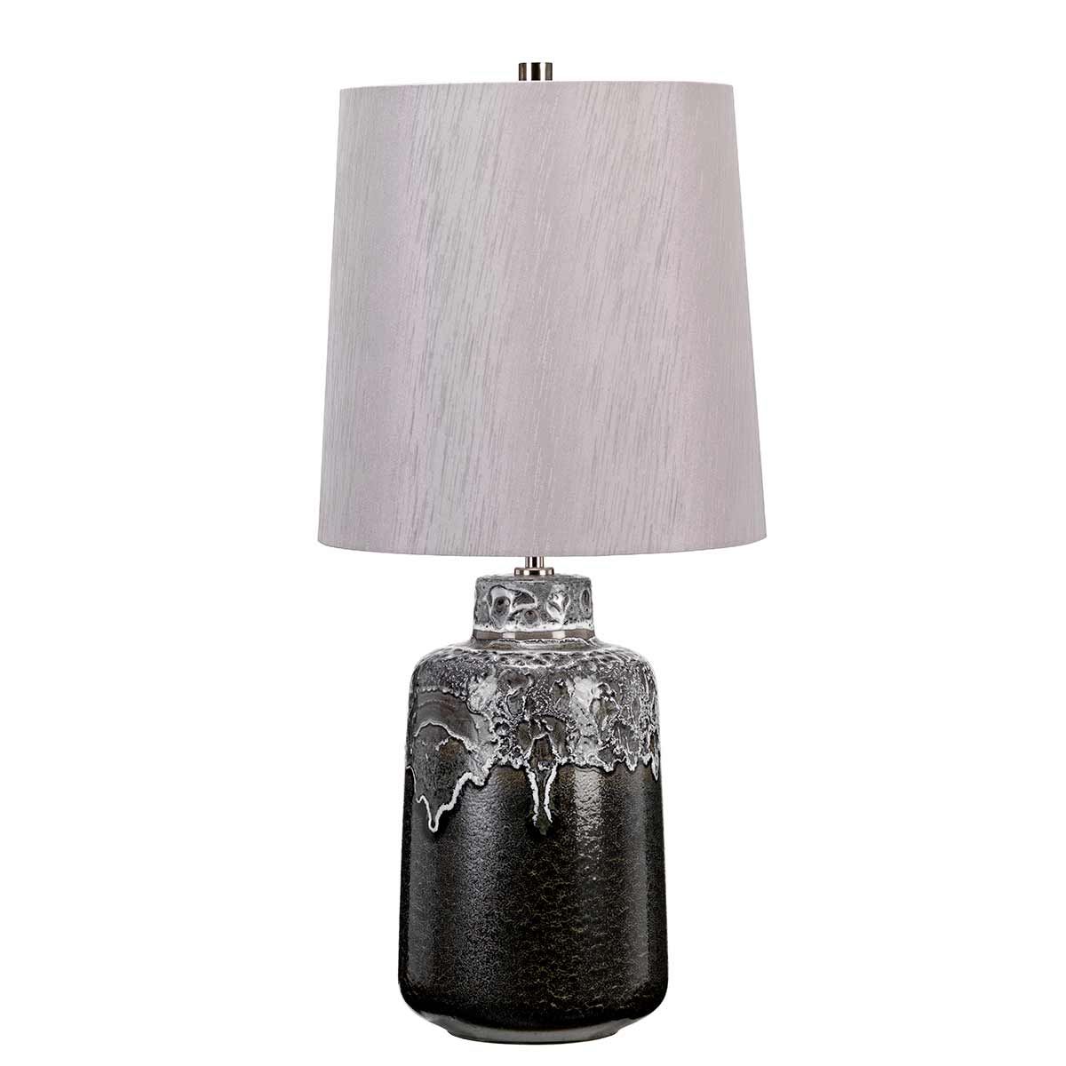 Tischlampe Woolwich mit 1 Flamme – strukturierter Graphit, weiße Glasur und silberner Schirm. - Elsteadlighting - WOOLWICH - TL
