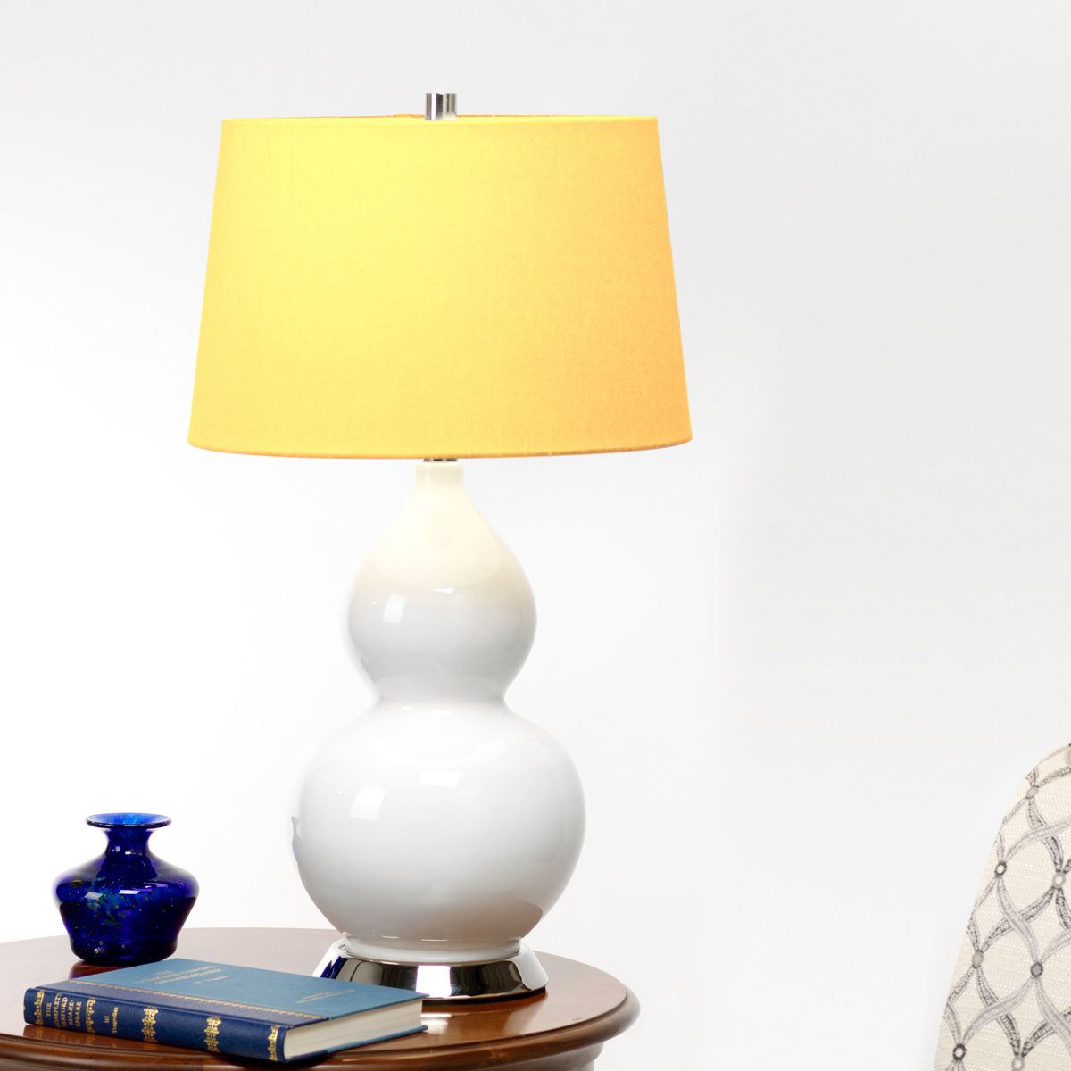 Tischleuchte Isla 1 Light, Nickel poliert, Weiß, Gelb mit Schirm in Seladine-Gelb - Elsteadlighting - leuchtengrosshandel24