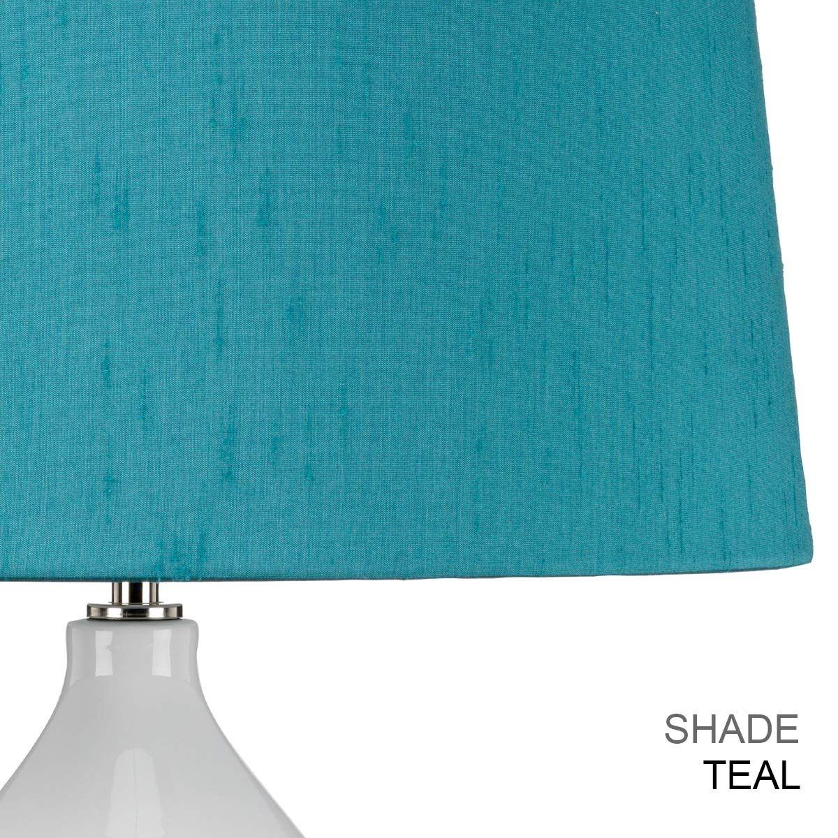 Tischleuchte Isla 1 Light - Poliertes Nickel, Weiß, Blau mit Lampenschirm in Liberty-Blau - Elsteadlighting - leuchtengrosshandel24