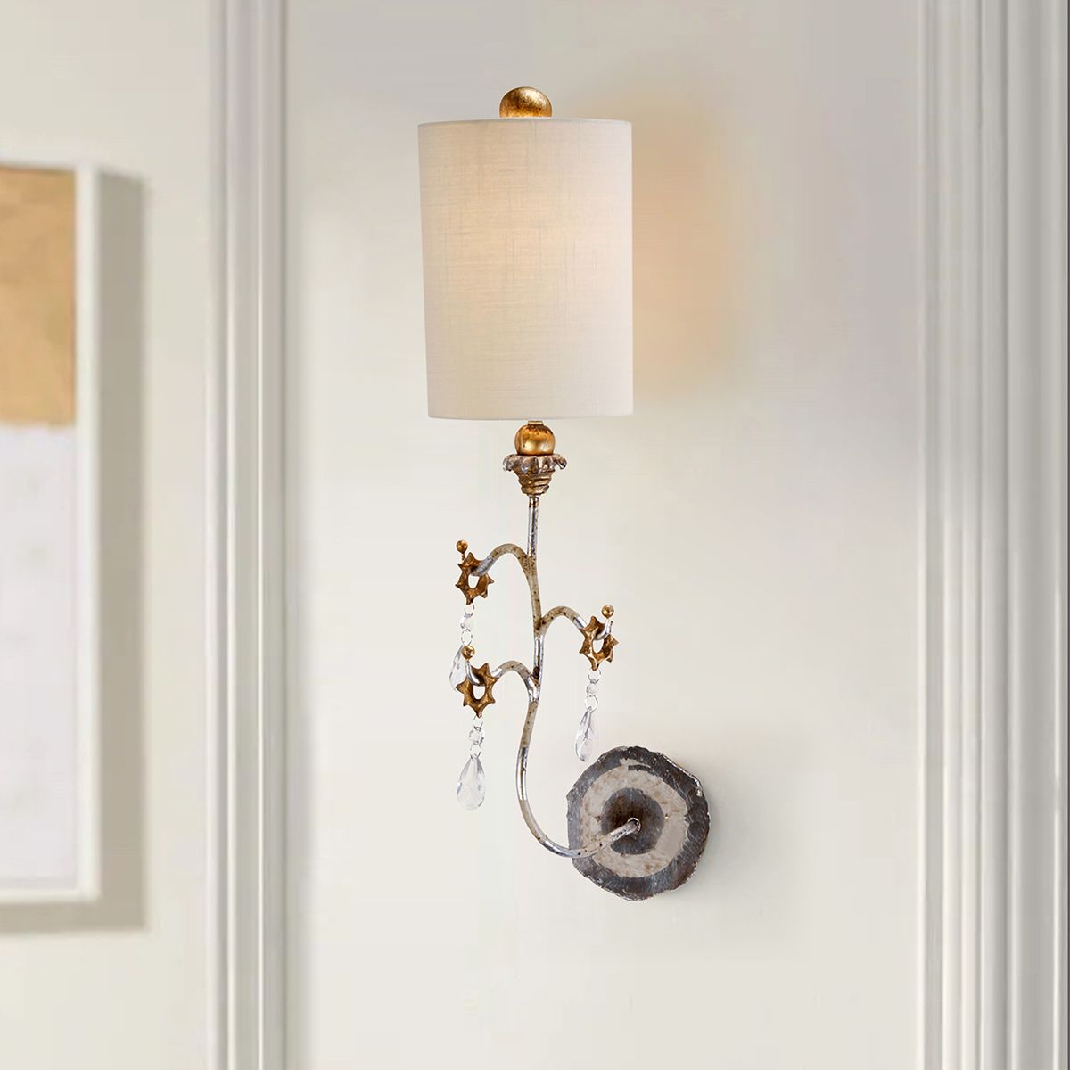 Tivoli 1-flammige Wandleuchte - Silber & Creme Patina - Elsteadlighting - leuchtengrosshandel24