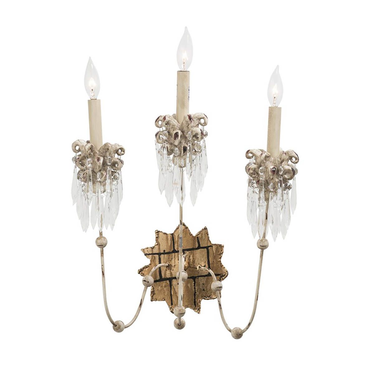 Venezianische 3 - flammige Wandleuchte - Beige Patina & Gold - Elsteadlighting - FB - VENETIAN - W3