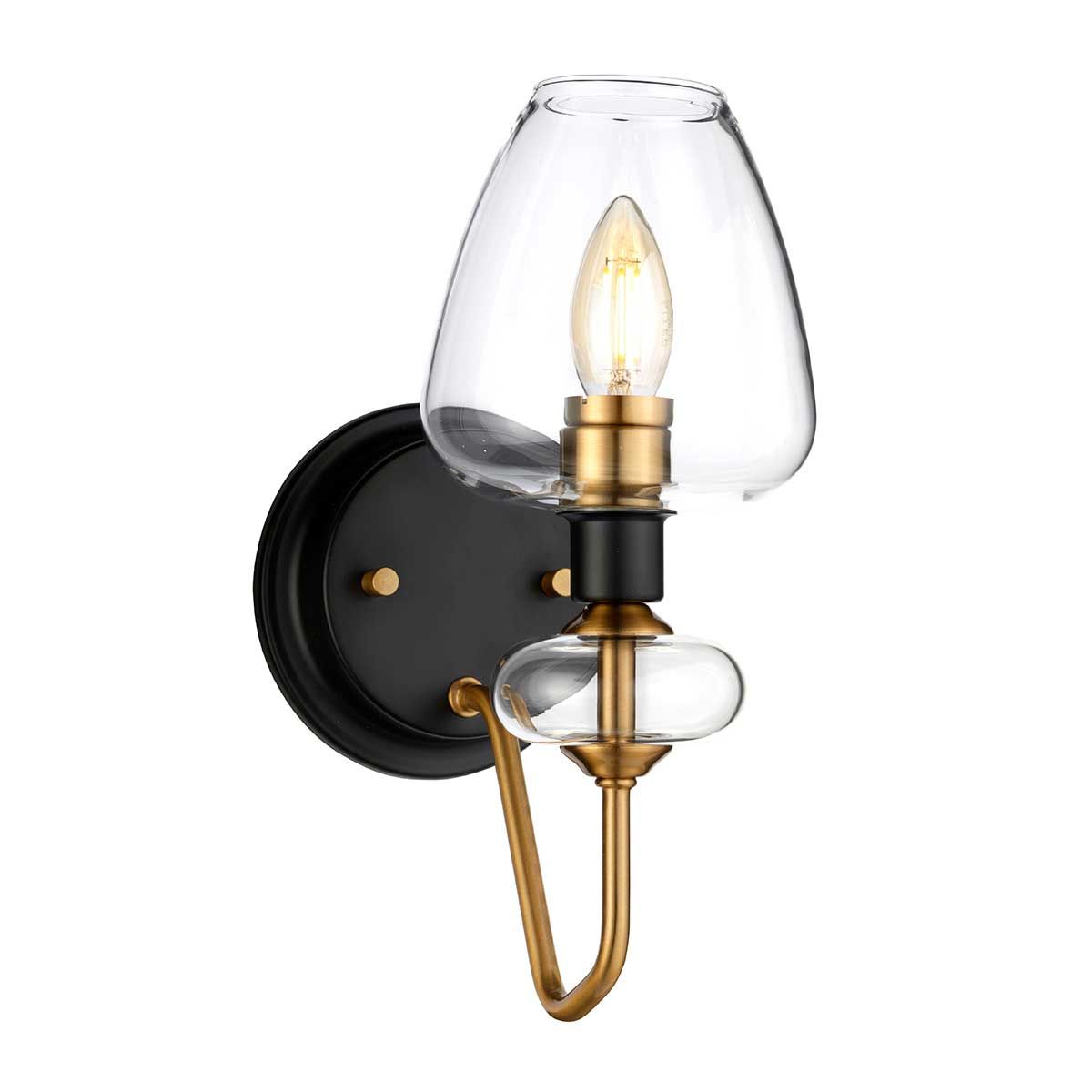 Wandleuchte Armand 1-flammig – Messing versilbert und anthrazitfarben lackiert - Elsteadlighting - leuchtengrosshandel24