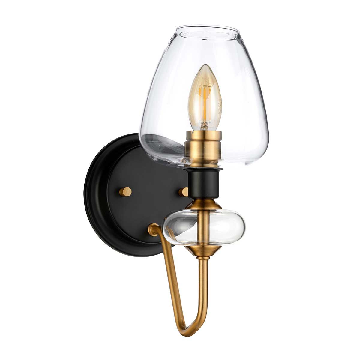 Wandleuchte Armand 1-flammig – Messing versilbert und anthrazitfarben lackiert - Elsteadlighting - leuchtengrosshandel24