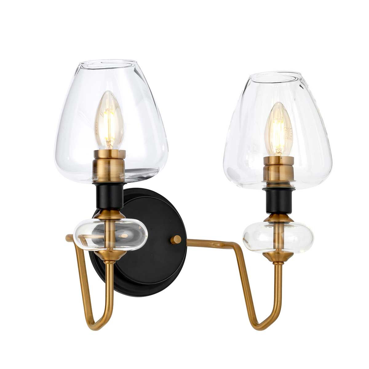 Wandleuchte Armand mit 2 Lichtern, Messing versilbert und anthrazitfarben lackiert - Elsteadlighting - leuchtengrosshandel24