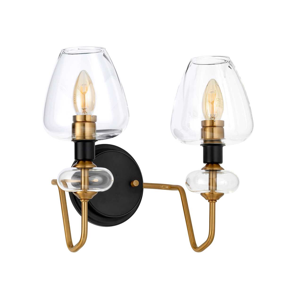Wandleuchte Armand mit 2 Lichtern, Messing versilbert und anthrazitfarben lackiert - Elsteadlighting - leuchtengrosshandel24